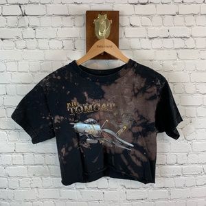 F-14 tomcat with a CAT FACE bleached crop top